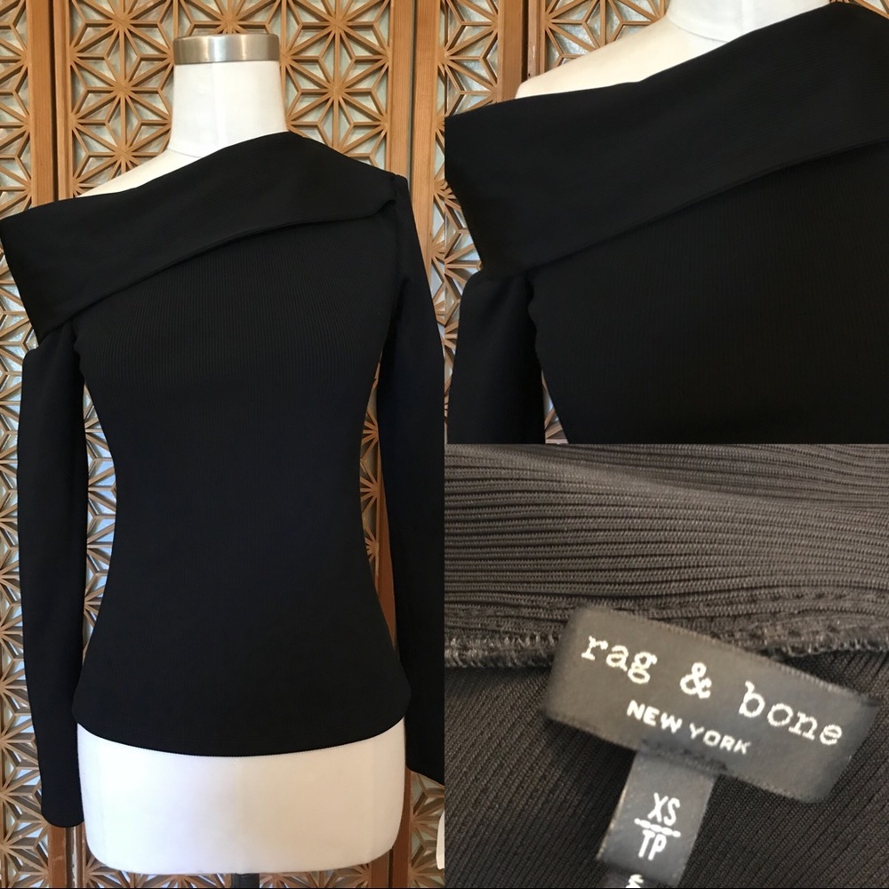 rag & bone Off the Shoulder Black Top XS